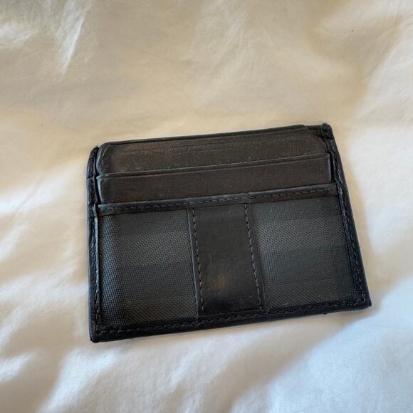 Burberry Black Brit Check Coated Canvas ID Card Case